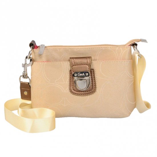 Coach Lock In Monogram Small Yellow Crossbody Bags CFN